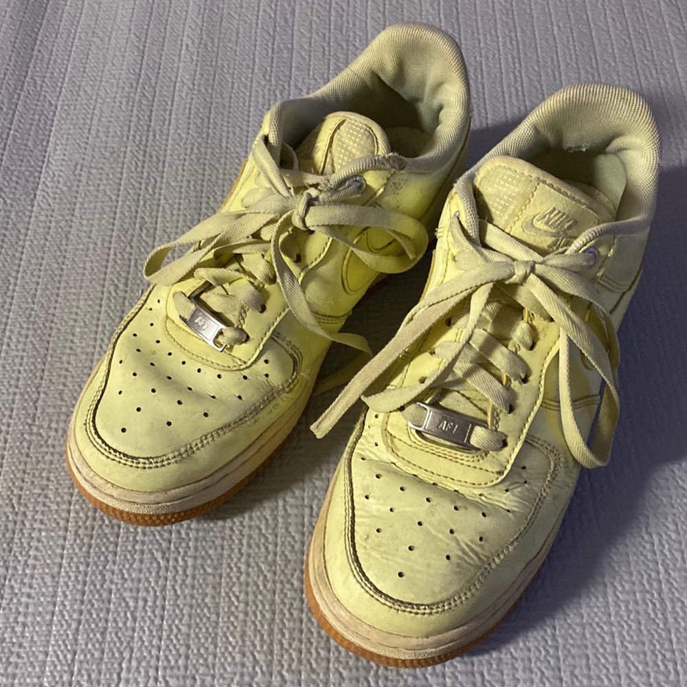 Yellow Nike Air Force one sneakers